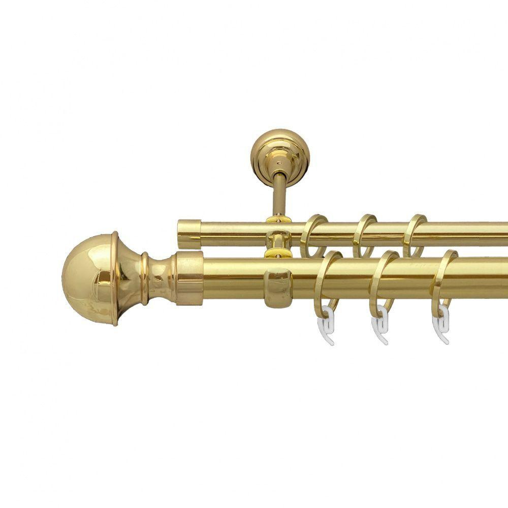 Карниз Orvit Бостон металевий дворядний відкритий гладка труба кільце фасонне металеве  Золото 25\16 мм 160 см Львов - изображение 1