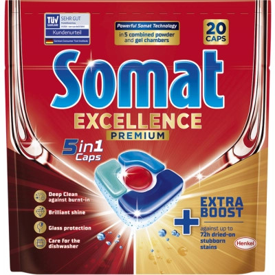 Таблетки для посудомийних машин Somat Excellence 5-в-1 20 шт. (9000101808384) Вінниця - фото 1
