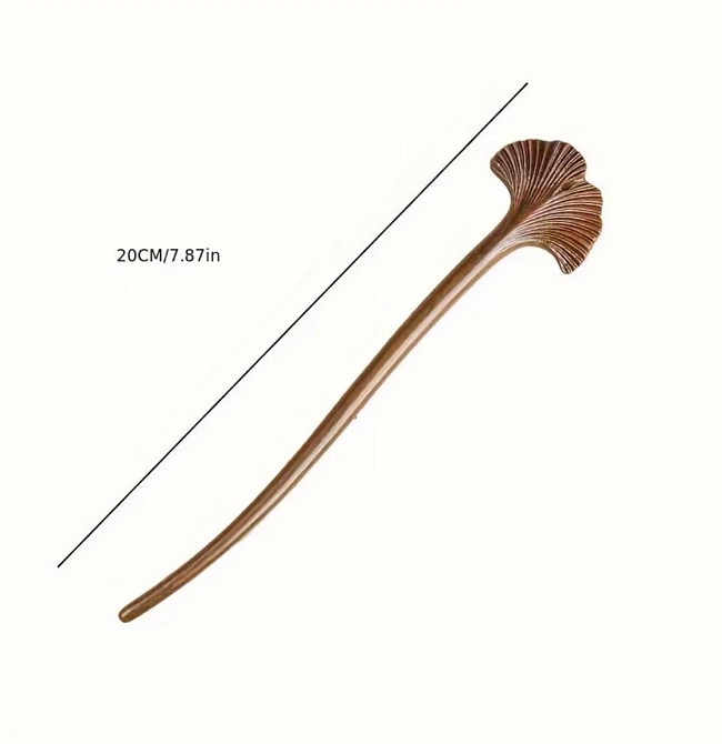 Шпилька для волос деревянная Гинкго Билоба 20 см, палочка для прически, аксессуар для волос Киев - изображение 4