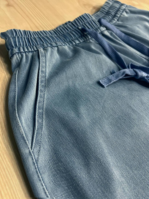 Шорти жіночі джинсові Kenalin 460-4 тенсель тонкі короткі на резинці блакитні, блакитний, XL, XL, 85 см, 115 см Київ - фото 3