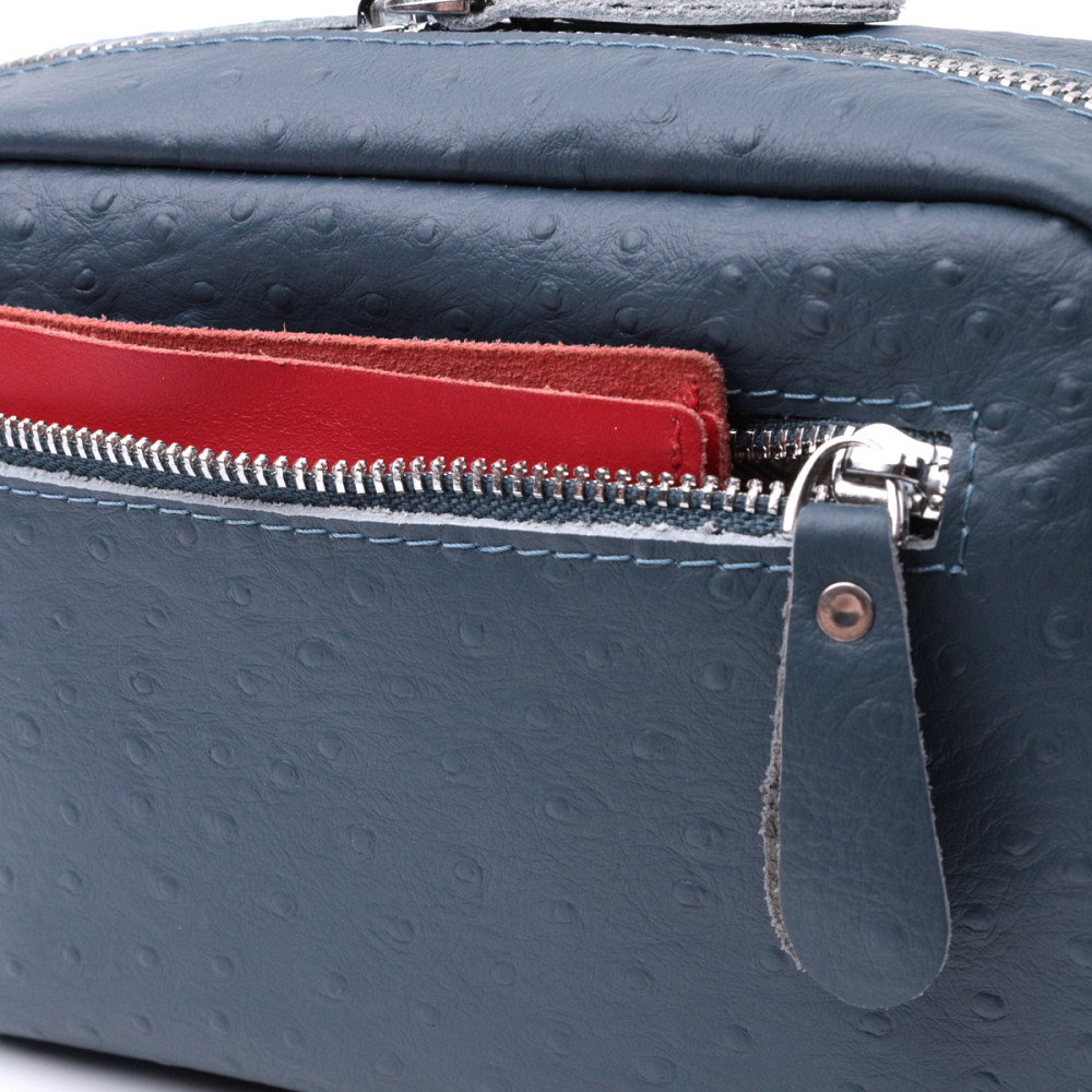 Интересная сумка для женщин из фактурной натуральной кожи Vintage 22661 Синяя Киев - изображение 8