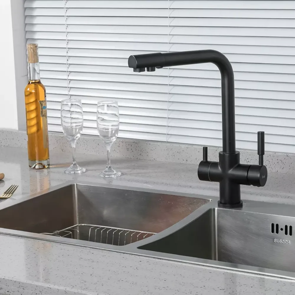 Смеситель для кухни с подключением к фильтру Frap F4352-6 черный Киев - изображение 2