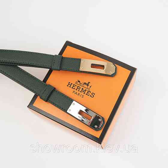 Зеленый женский кожаный ремень с золотой пряжкой  (280-1) Киев