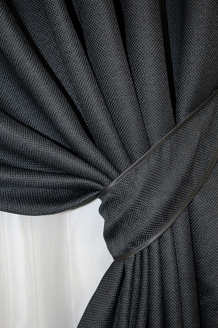 Комплект готових штор VR-Textil Льон-блекаут Льон Мішковина № 1161ш Графітовий 200х270см 2 шт (32-416) Київ - фото 4