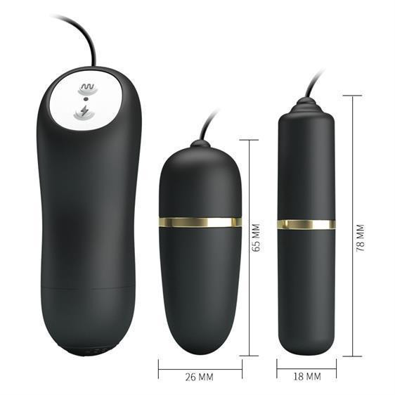 Віброяйце з вібропулею - Pretty Love Electric Stimulation Double Vibro-Bullets Black Sex Aura Київ - фото 2