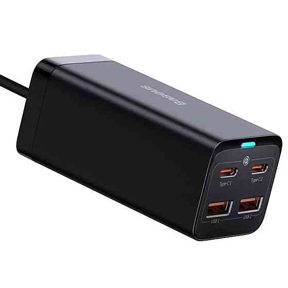 Мережевий зарядний пристрій Baseus GaN3 Pro Desktop Powerstrip AC+2U+2C 100W EU Black (With Mini White Cable Type-C to Type-C 100W(20V/5A) 1m Black） Киев