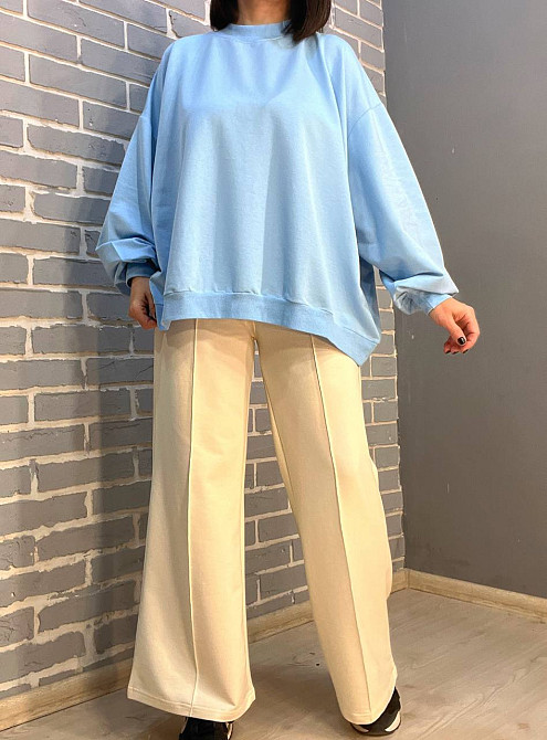 Костюм женский MY CITY 3044-8286 свитшот широкий оверсайз и брюки палаццо со стрелкой, голубой, SM Киев - изображение 17