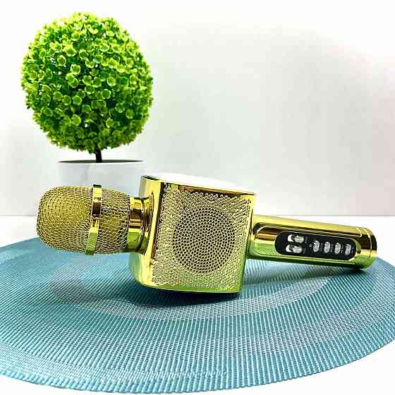 Мікрофон бездротової караоке bluetooth USB акумулятор TF слот 25см Золотистий (L20) Чернигов