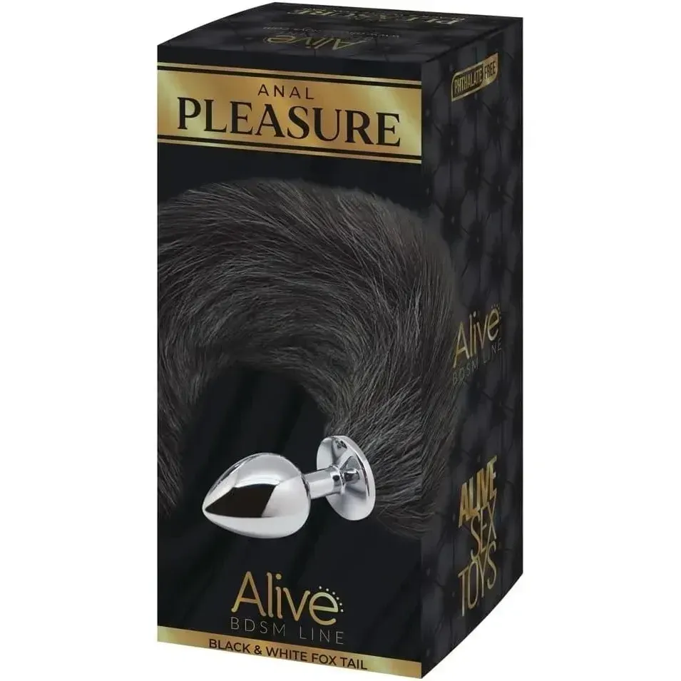 Анальна пробка лисячий хвіст Alive, L, чорна, срібляста, 9 х 4,1 см Sex Aura Київ - фото 2