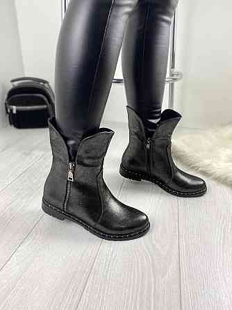 Напівчоботи M.KRAFT антрацит шкіра-сатин натуральна высота 18 см подошва 3,5 см размеры 37р.38р Коломия