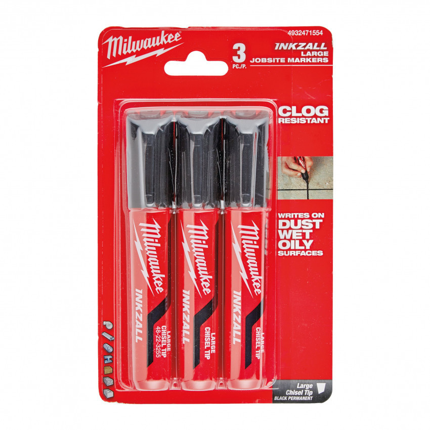 Маркер для будмайданчика InkZAll MILWAUKEE, великий (L), чорний (3шт) Одесса - изображение 1