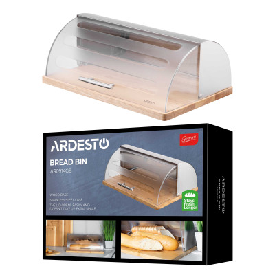 Хлібниця Ardesto Gemini 39х27х15см, дерево, пластик, нержавіюча сталь (AR0914GB) Вінниця - фото 3