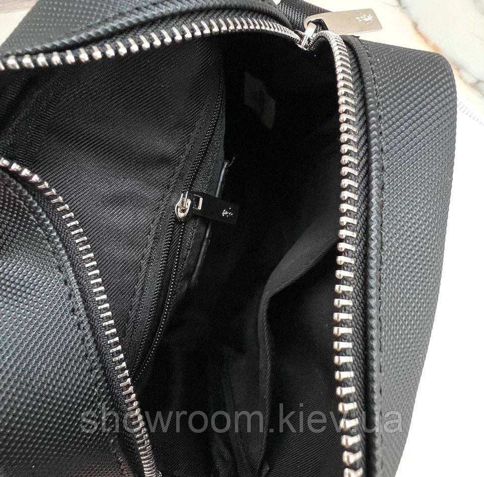 Чоловіча брендова сумка через плече Lacoste (2026) чорна Київ - фото 4