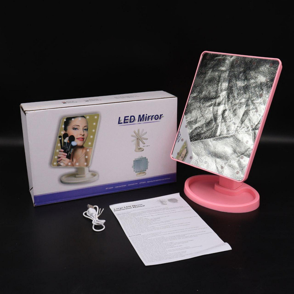 Косметичне дзеркало з LED підсвічуванням (22x17 см) NJ-230,Рожеве SBR Київ - фото 10
