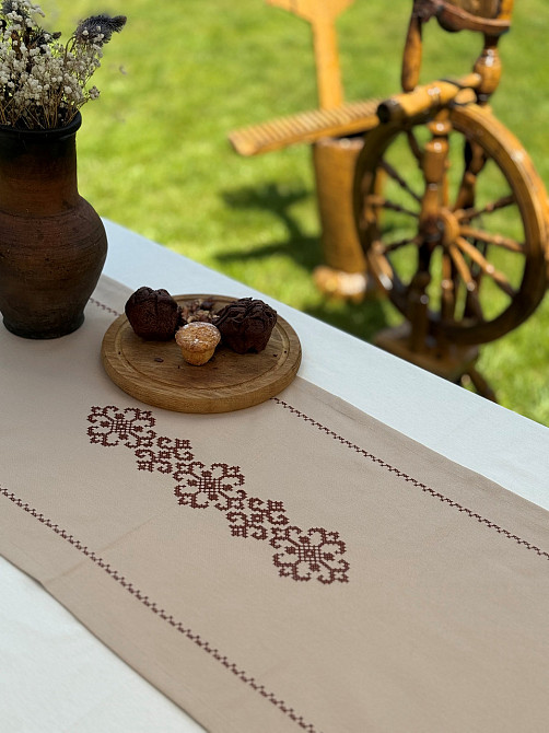 Ecotton Ранер доріжка Ecotton 45x170 см для обіднього столу водовідштовхувальна в етно-стилі бе Київ - фото 3