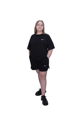 Женский летний спортивный костюм футболка с шортами Черный XS/S Харьков