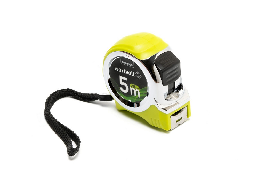 WERTVOLL Рулетка WERTVOLL 5 м×25 мм фіксатор полотна кнопка STOP покриття TPR нейлонове покритт Київ - фото 9