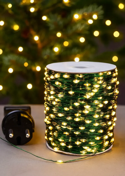 Гирлянда светодиодная Роса 200м 2000 Led от сети на зеленой проволоке + пульт ДУ (Теплый белый) Винница - изображение 7