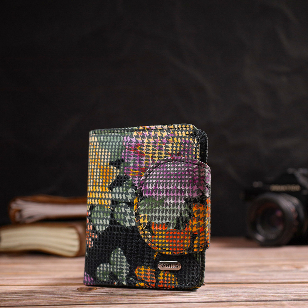 Оригинальное женское портмоне среднего размера из натуральной фактурной кожи CANPELLINI 21804 Разноцветное Киев - изображение 8