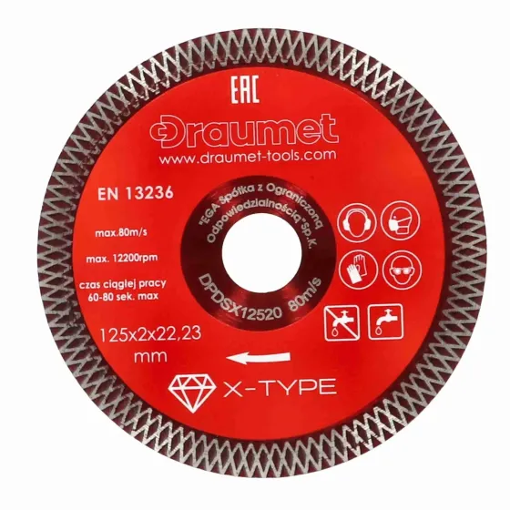 Диск алмазний для кераміки Draumet Premium 125 x 2 мм X-Type для різання та шліфування (DPD125) Коломия