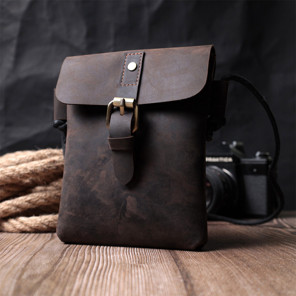 Винтажная сумка через плечо из натуральной кожи Vintage sale_15084 Коричневый Киев - изображение 9