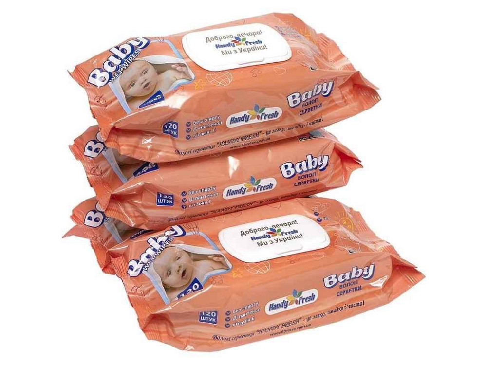Вологі серветки 120шт baby яблуко з клапаном ТМ Handy Fresh   Solmir Київ - фото 1