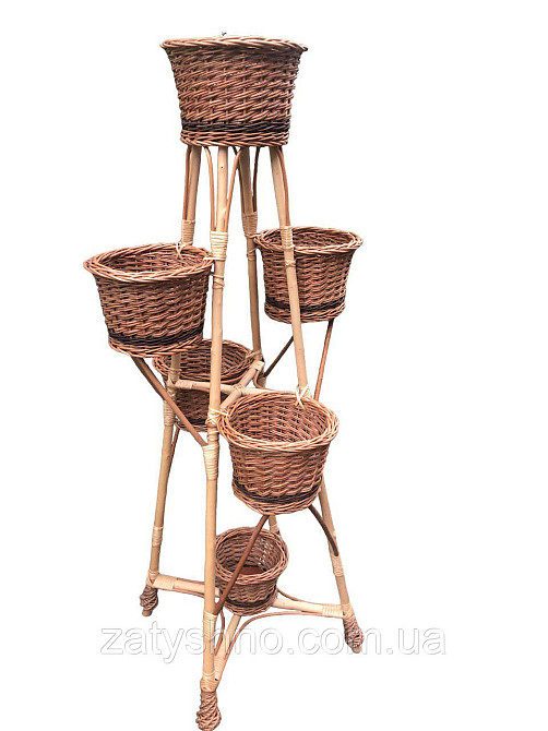 Підставка під квіти на 5 горщиків плетена. Київ - фото 1