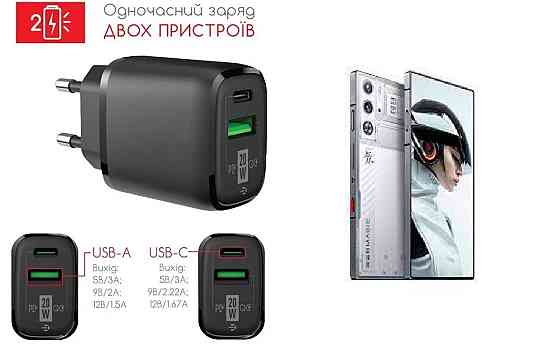 Сетевое зарядное устройство для nubia Red Magic 9 Pro, 9 Pro+, 20W 3A, Quick Charge 3.0 Киев