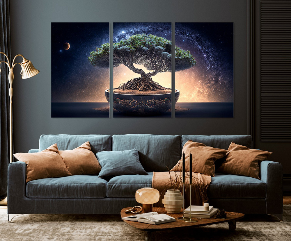 Модульна картина у вітальню/ спальню Дерево Бонсай ART-099_3A 70х130 см Київ - фото 3