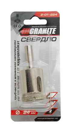 GRANITE Свердло для скла та кераміки GRANITE трубчасте з алмазним напиленням 24 мм 2-01-224 Київ