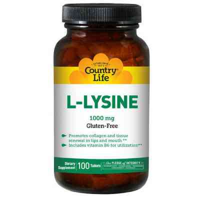 Амінокислота Country Life L-Лізин 1000мг, L-Lysine, 100 таблеток (CLF1311) Вінниця