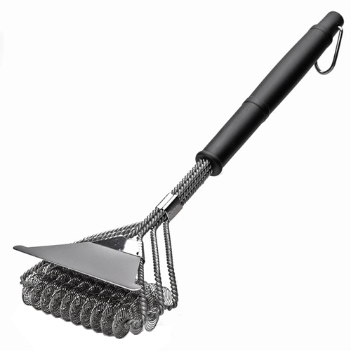 Щітка для гриля BBQ з скребком та стальною ручкою Київ