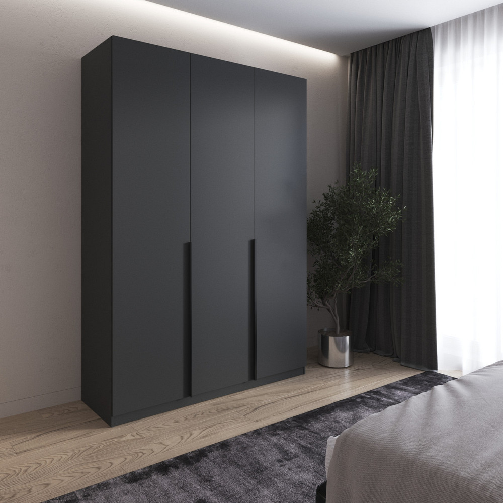 Шкаф для одежды VAYS M-32 Антрацит, 2 штанги и полки, ЛДСП, 150×50×220 см - для спальни, гостиной, прихожей Львов - изображение 1