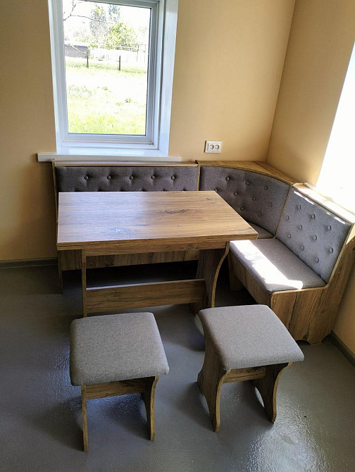 Уголок кухонный со столом и 2 табурета 1135х1535 Ткань / ДСП Дуб Винтаж Львов - изображение 9