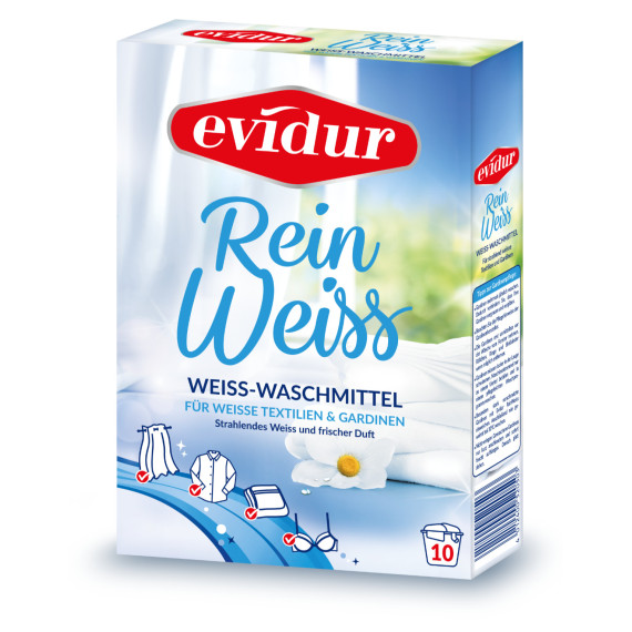 Порошок для прання білих речей evidur 10 праннів (Німеччина) evidur Weiss-Waschmittel pulver 10 Wl, 600 g Київ - фото 1