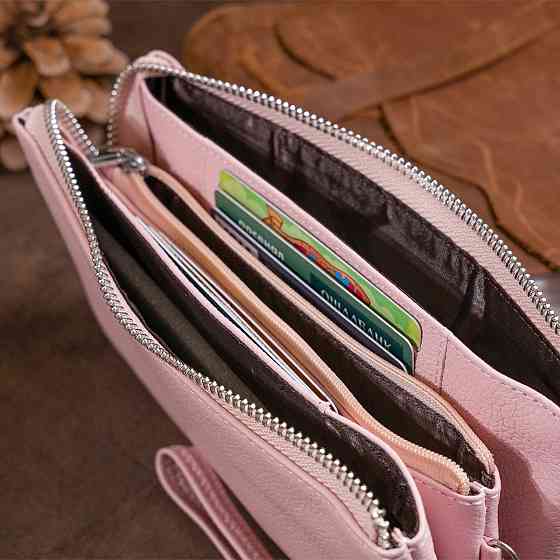 Місткий клатч на два відділення жіночий ST Leather 19250 Рожевий Київ