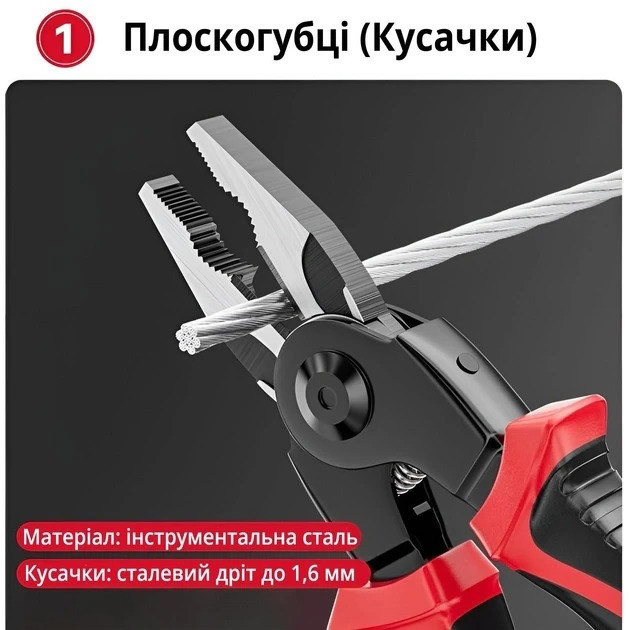 Багатофункціональний набір швидкозмінних інструментів 5 в 1 (плоскогубці, зачищення ізоляції, щипці обтискні) SA-84 Львів - фото 8
