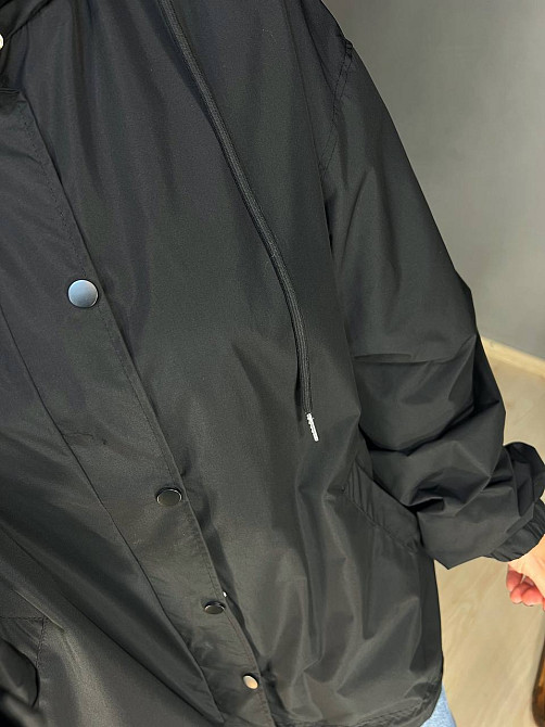 Куртка жіноча Lady Yep 9096-1 вітрівка оверсайз подовжена з капюшоном, чорний, one size Київ - фото 10