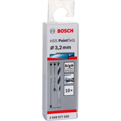 Свердло Bosch по металу HSS-PointTeQ, 3.2х36х65мм, 10шт (2.608.577.200) Вінниця - фото 2