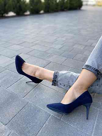 Comer Туфлі жіночі COMER темно-сині еко-замша висота каблука 8.5см (AH-8 1963) Коломия