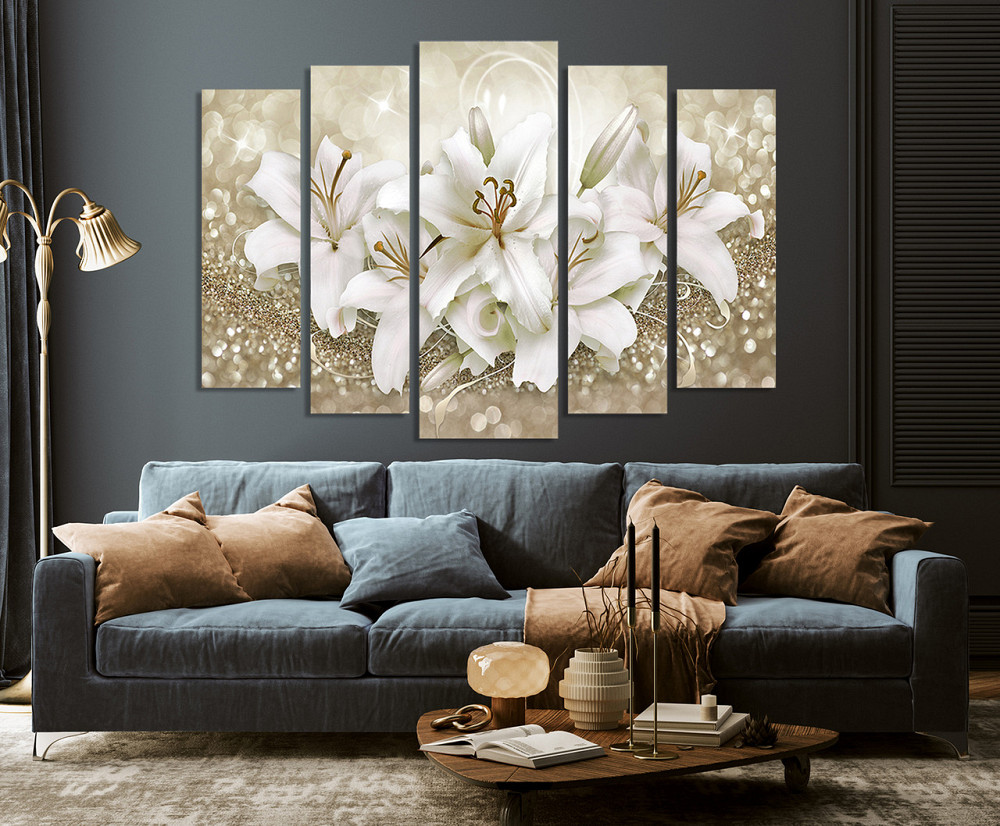 Модульна картина у вітальню/спальню Лілії в золоті    LM013_5 90х132 см Київ - фото 4