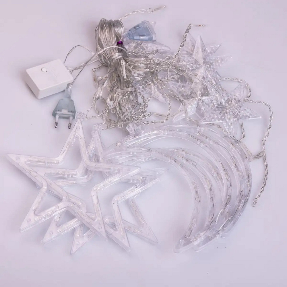 Синя електрична гирлянда "Зірка" для вікна 3 м Київ - фото 6