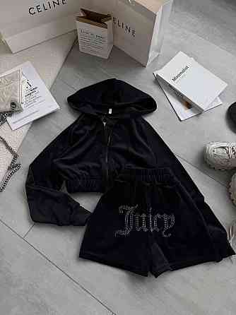 Женский стильный повседневный велюровый костюм Черный, 44/46 Одесса