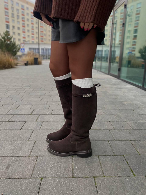 Чоботи жіночі M.KRAFT 9551 шоколадні (зима євро-хутро, замша натуральна) (6156) Коломия - фото 4