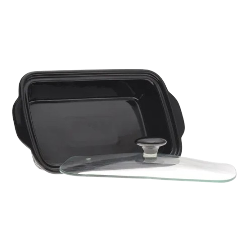 Марміт прямокутний 1,1л 30см кераміка скляна кришка + метал.підставка чорний 6420 KAMILLE Житомир - фото 4