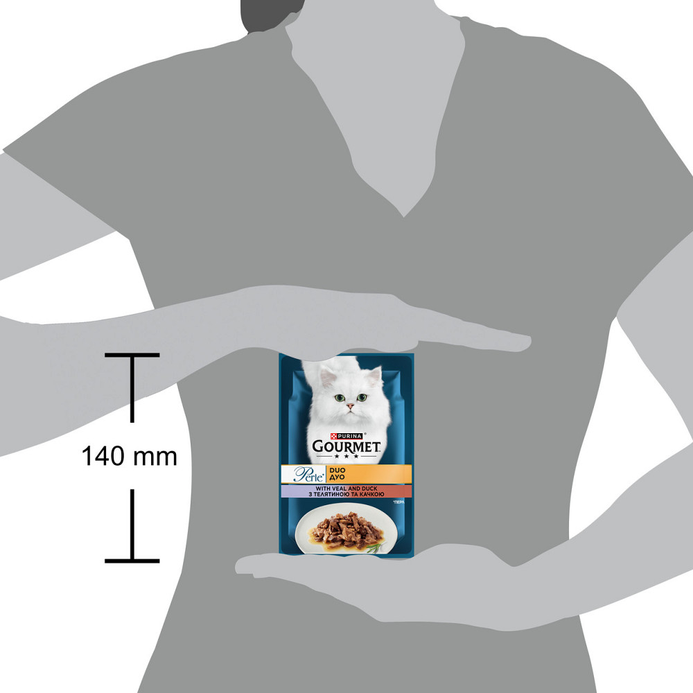 Влажный корм GOURMET Perle Duo для взрослых кошек, мини филе в соусе, с телятиной и уткой, 85 г Киев - изображение 2
