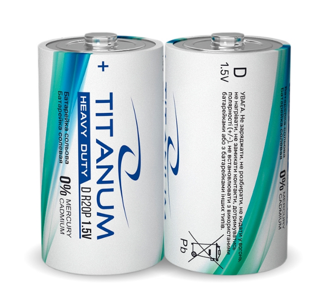 Батарейка сольова D/R20 (пл-2шт) Titanum Житомир - изображение 1