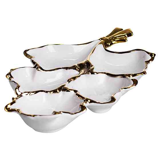 Менажниця фарфоровая на 5 секцій з золотом Київ