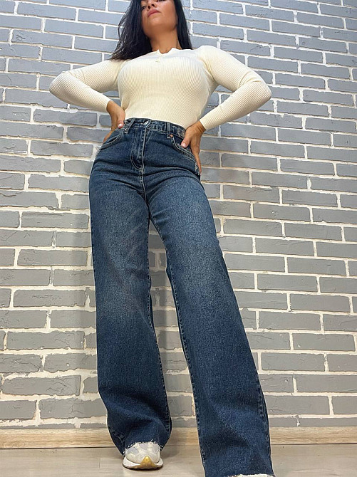 Джинсы женские Twin 1341 палаццо ровные от бедра стрейч отрезной низ, синий, 36, 36, 76 см, 100 см Киев - изображение 13