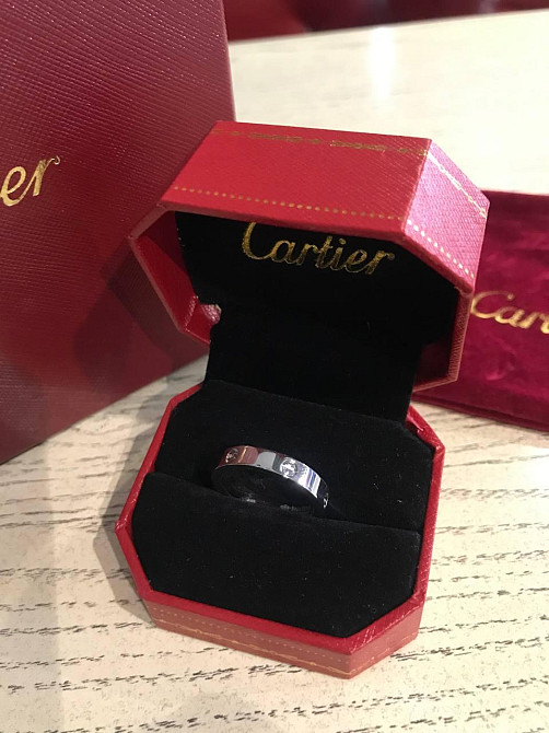 Cartier кільце LOVE тонке, покртиття білим золотом Одеса - фото 1